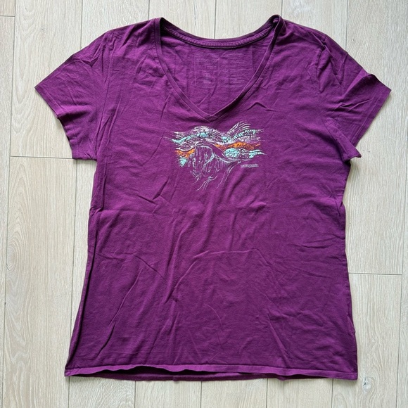 Patagonia Purple V-Neck Women’s Top Size Large - Picture 1 of 7